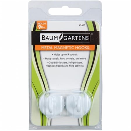 Zeus Magnetic Hooks 9 lb. WHITE, 2PK 42400